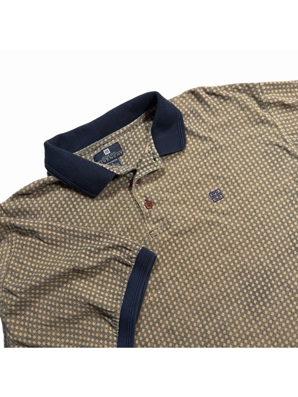 Vintage Givenchy Active Wear All-Over Geometric Print Polo Shirt Size Large